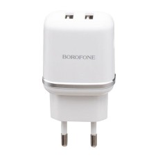 Мережевий зарядний пристрій Borofone BA25A, MicroUSB, і кабелем, 2.4 A, Білий