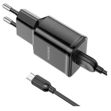 Мережевий зарядний пристрій Borofone BA59A Heavenly, MicroUSB, і кабелем, Чорний