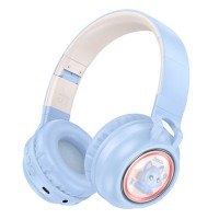 Наушники безпроводные Hoco W50 Cute Fun, High quality, Стерео, Голубой