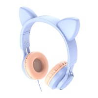 Наушники проводные Hoco W36 Cat ear, Стерео, Синий