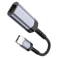 Перехідник Hoco UA26, USB, RJ45, Сірий