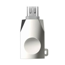 Перехідник OTG Hoco UA10, MicroUSB, Срібний