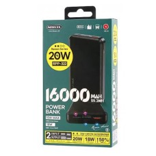 Повербанк (Power Bank) REMAX RPP-322 Renen Series, 16000 mAh, Чорний