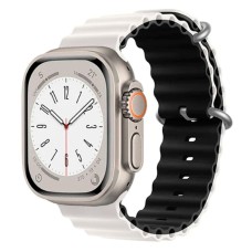 Ремінець Apple Watch 42, Watch 44, Ocean Band, White-Black, Білий