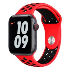 Ремінець Apple Watch 42, Watch 44, Nike, Чорно-Червоний, Червоний