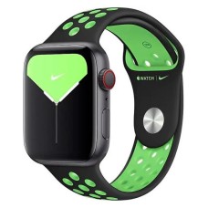 Ремінець Apple Watch 42, Watch 44, Nike, Чорно-Зелений, Чорний