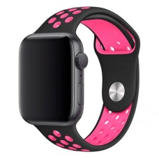 Ремінець Apple Watch 42, Watch 44, Nike, Чорно-Пудровий, Рожевий