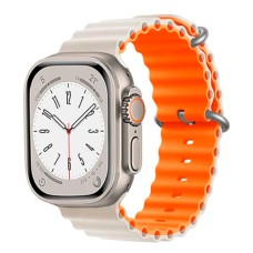 Ремінець Apple Watch 38, Watch 40, Ocean Band, Starlight-Orange, Білий