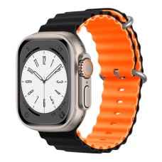 Ремінець Apple Watch 42, Watch 44, Ocean Band, Black-Orange, Чорний