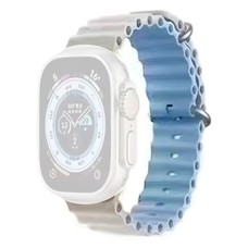 Ремінець Apple Watch 38, Watch 40, Ocean Band, White-Blue, Білий