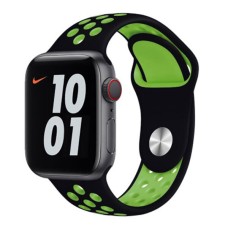 Ремінець Apple Watch 38, Watch 40, Sport Band, Чорний З Зеленим, Чорний