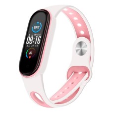 Ремінець Xiaomi Mi Band 5, Mi Band 6, BeCover Sport Style, Pink-White, Рожевий