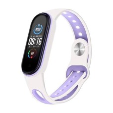 Ремінець Xiaomi Mi Band 5, Mi Band 6, BeCover Sport Style, White-Purple, Білий