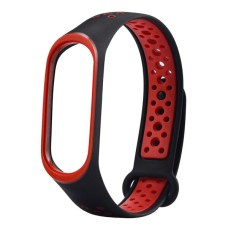 Ремінець Xiaomi Mi Band 3, Mi Band 4, Silicone, Чорно-Червоний, Чорний