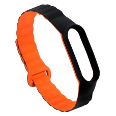 Ремінець Xiaomi Mi Band 3, Mi Band 4, Silicone Link, Black-Orange, Чорний