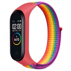 Ремінець Xiaomi Mi Band 7, BeCover Nylon, Red-Rainbow, Червоний