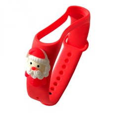 Ремінець Xiaomi Mi Band 3, Mi Band 4, Silicone WatchBand, New Year Red Santa, Малюнок