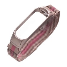 Ремінець Xiaomi Mi Band 3, Mi Band 4, Milanese loop, Рожевий З Малиновим, Рожевий