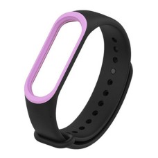 Ремінець Xiaomi Mi Band 3, Mi Band 4, Silicone, Чорно-Пурпурний, Чорний