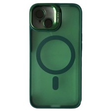 Чохол Apple iPhone 15, Matte Fortable Camera Lens, Dark Green, MagSafe, Зелений