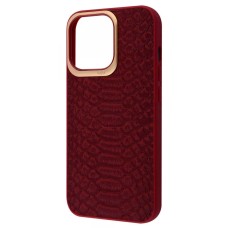 Чохол Apple iPhone 13 Pro, Kajsa Snake Pattern, Burgundy, Бордовий