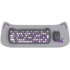 Комплект клавіатура+миша Canyon HSET-W6 Kitty Edition Wireless Violet (CNS-HSETW6VT)