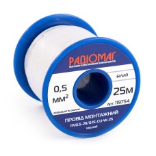 Провід монтажний RV0.5-28/0.15-CU-W-25 на котушці РАДІОМАГ