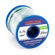 Провід монтажний RV0.75-42/0.15-CU-G-25 на котушці РАДІОМАГ