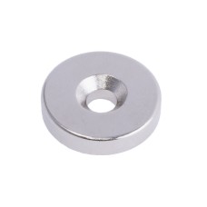 Магніт NdFeB, Шайба під потай D18 x d7.5/4.5 x 4 mm (N38), Ni + Cu + Ni (нікель) HHII
