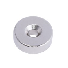 Магніт NdFeB, Шайба під потай D18 x d7.5/4.5 x 6 mm (N38), Ni + Cu + Ni (нікель) HHII