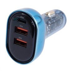 Автомобільний зарядний пристрій US-CC158 125W 3 Ports (USAMS) прозоро/синій