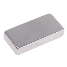 Магніт NdFeB, блок 25 x 12 x 5 mm (N38), Ni + Cu + Ni (нікель) HHII