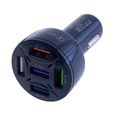 Універсальний зарядний пристрій QC3.0 4порта: 5V / 2.1A 1Порт: 9V-12V / 1.8A, 4 порти USB / чорний TE-096