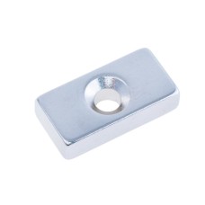 Магніт NdFeB, блок 20 x 10 x 5 mm (N38), Ni + Cu + Ni (нікель) HHII