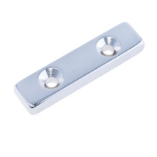 Магніт NdFeB, блок 40 x 10 x 5 mm (N38), Ni + Cu + Ni (нікель) HHII