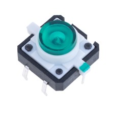 Кнопка тактова із зеленим підсвічуванням 12x12, H7,2mm, TSL-012 Daier