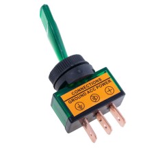 Тумблер зелений ON-OFF із підсвічуванням 12V,20A, ASW-13D green Daier