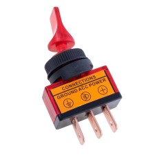 Тумблер червоний ON-OFF із підсвічуванням 12V,20A, ASW-14D red lamp Daier