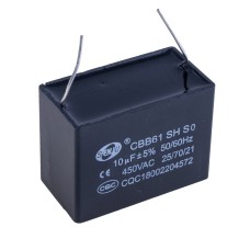 Конденсатор 10uF 450VAC ±5% CBB61 48x25x35, пусковий CBB61-106J450V SENJU,JEC