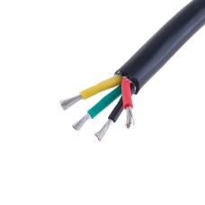 Силіконовий провід 4-жильний у чорній оболонці 17AWG(1mm2 40/0.18/TS) чорний, червоний, жовтий, зелений