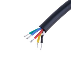 Силіконовий провід 5-жильний у чорній оболонці 22AWG(0.3mm2 12/0.18/TS) чорний, червоний, жовтий, зелений, синій