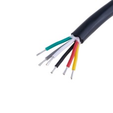 Силіконовий провід 6-жильний у чорній оболонці 20AWG(0.5mm2 20/0.18/TS) чорний, червоний, жовтий, зелений, білий, сірий