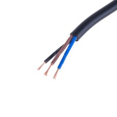 Провід круглий 3 x багатожильний у чорній оболонці 25AWG (PVC, 12/0.14/AS) коричневий+синій+чорний