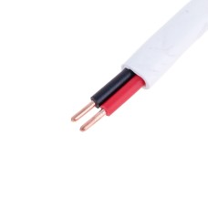 Провід плоский 2x1.5mm² одножильний у білій оболонці 16AWG (PVC, 2xD1.38mm) чорний, червоний