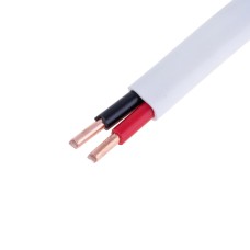 Провід плоский 2x6mm² одножильний у білій оболонці 10AWG (PVC, 2xD2.76mm) чорний, червоний