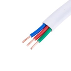 Провід плоский 3x1.5mm² одножильний у білій оболонці 16AWG (PVC, 2xD1.38mm) червоний, зелений, синій