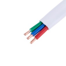 Провід плоский 3x4mm² одножильний у білій оболонці 12AWG (PVC, 2xD2.25mm) червоний, зелений, синій