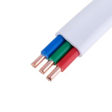 Провід плоский 3x6mm² одножильний у білій оболонці 10AWG (PVC, 2xD2.76mm) червоний, зелений, синій