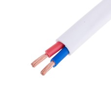 Провід плоский 2x2.5mm² багатожильний у білій оболонці 14AWG (PVC, 2 x 77xD0.2mm) чорний, червоний