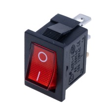 Перемикач Rocker, KCD1-2-101N RED BUTTON 220V Daier